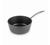 Lacor - 27056 - Cazo Recto Easy de Aluminio forjado, Recubrimiento antiadherente TRIcapa, Fondo Full Induction, Mango de Acero Inoxidable, Ø 16 x 7,5cm, Negro