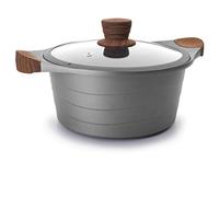 Lacor Stilo 27320 27320-Cacerola con Tapa de Cristal, 20 Cm, Aluminio, Gris