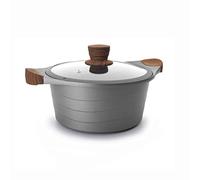 Lacor Stilo 27328 27328-Cacerola con Tapa de Cristal, Gris, 28 Cm, Aluminio