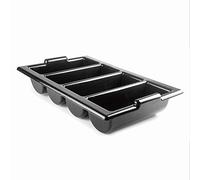Lacor - 33121 - Cubertero GN, Organizador de Cubiertos, Contiene 4 compartimentos para utensilios de cocina, Recipiente de Polipropileno, 52,5x32x9,5 cm, Negro