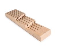 Lacor - 39049 - Organizador Cocina Compact para Cuchillos, Organizador Cajones Cocina, Madera de Haya Natural, Hasta 8 Cuchillos, 2 Niveles, Base antideslizante, 40.5x11cm