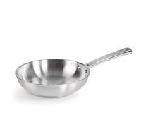 Lacor 45424 Foodie, Sartén Sin Antiadherente, Compatible con Todo Tipo de Cocina, Ecológica, Fondo Termo Difusor, Acero Inoxidable, 24 cm, Gris, 18/10