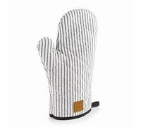 Lacor - 60038 - Guante Horno Colección MILAN, Manopla Resistente al Calor, Correa para Colgar, 30cm, Blanco y Azul con rayas