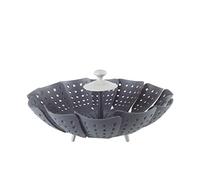 Lacor - 60288 - Vaporera Extensible con forma de Flor, Diseño Autoajustable y Almacenaje Compacto, Plegable, Polipropileno, Libre de BPA, Color Gris