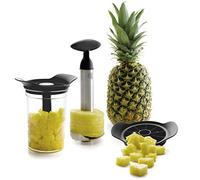 Lacor - 60393 - Cortador y Pelador de Piña con bote, Cortapiñas 3 en 1, Incluye Recipiente de plástico libre de BPA, Apto para el lavavajillas, Acero Inoxidable 18/10