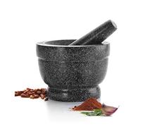 LACOR - 60516 - Mortero con Mano de Granito, Mortero de Cocina con Maza, Interior no Poroso, Robusto, Resistente y Duradero, 16 x 12cm, Negro