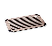 Lacor 60590 Cocina, Tabla para Cortar Pan, Fibra de Madera Natural y Ecológica, Silicona, Superficie Lisa y Acanalada, Antibacteriana, 40x25x0.65cm, Nogal