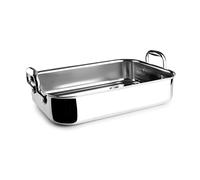 Lacor - 60865 - Rustidera TriChef, 35 x 26 cm, 5 Litros, Acero Inoxidable 18/10 y Aluminio Tricapa, Apta para Inducción, Horno y Lavavajillas, Asas Reforzadas, Distribución Uniforme del Calor