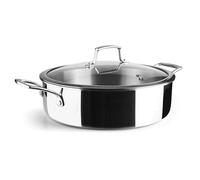 Lacor - 60888 - Cacerola Baja Trichef, 5 L, 28 cm, Tricapa de Acero Inoxidable 18/10 y Aluminio 1060, Asas y Pomo de Acero Fundido, Apta para Inducción, Horno y Lavavajillas