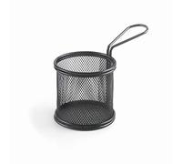 Lacor - 61150 - Cesta para Servir Aperitivos Black, Cesta Redonda, Cesta para Patatas Fritas, Cestillo Acero Inoxidable, No válido para freir, 9x8 cm, Acabado Negro Mate