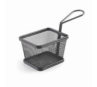 Lacor - 61152 - Cesta para Servir Aperitivos Black, Cesta Cuadrada, Cesta para Patatas Fritas, Cestillo Acero Inoxidable, No válido para freir, 12x10x9 cm, Acabado Negro Mate