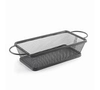 LACOR - 61154 - Cesta para Servir Aperitivos Black, Cesta Rectangular, Cesta para Patatas Fritas, Cesta Acero Inoxidable, No válido para freir, 21x11x6 cm, Acabado Negro Mate