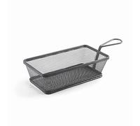 Lacor - 61155 - Cesta para Servir Aperitivos Black, Cesta Rectangular, Cesta para Patatas Fritas, Cesta Acero Inoxidable, No válido para freir, 21x11x6 cm, Acabado Negro Mate