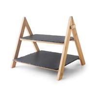 Lacor - 61233 - Soporte Dos Alturas, Hecho de Bambú y Pizarras 100% Natural, Desmontable, Fácil Limpieza, Fuerte y Resistente, Medidas Pizarra Grande: 35x25 cm, Medidas Pizarra Pequeña: 35x15 cm