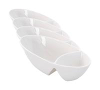 LACOR - 61244 - Bandeja Olive de Porcelana, 19x9 cm, Apta para Horno, Microondas y Lavavajillas, Ideal para Servir Aperitivos y Salsas, Diseño Elegante y Duradero (Paquete de 4)