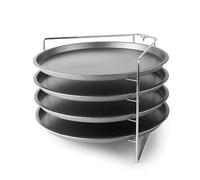 Lacor - 61462 - Soporte para Hornear Pizzas, 4 Bandejas y Soporte Varilla, Bandejas de Acero al Carbono, Resistente a Altas Temperaturas, Multifuncional, 100% Libre de PFOA