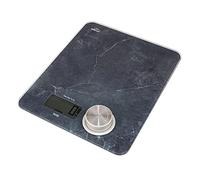 Lacor - 61720 - Báscula de cocina Eco Efecto Mármol, Sin pilas ni baterías, Sistema EcoMove, Cristal templado 4mm Extraplano, Pantalla LCD, Función Tara,Capacidad 5 kg, División 1g, 19x23,5x3,5 cm