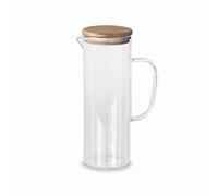 Lacor - 61953 - Jarra de Vidrio Borosilicato - Tapa bambú - Filtro Colador - Perfecta para el Agua, Limonada, Café Helado, Té - Apta para el Lavavajillas - 1L.