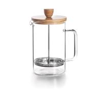 Lacor - 62161 - Cafetera Francesa Wood, Cafetera Prensa Francesa, Filtro de Acero Inoxidable, 8 Tazas, Acero Inoxidable y Madera de Bambú, 1L