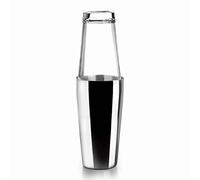 LACOR - 62285 - Coctelera Boston de Acero Inoxidable Coctelera para Cócteles Profesional 2 Vasos, Vidrio Borosilicato, Capacidad 800ml + 500ml, Cierre Hermetico, 8x16 cm, Gris