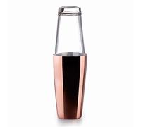 Lacor - 62286 - Coctelera Boston de Acero Inoxidable Coctelera para Cócteles Profesional 2 Vasos, Vidrio Borosilicato, Capacidad 800ml + 500ml , Cierre Hermetico , Ø 8x16 cm, Cobre
