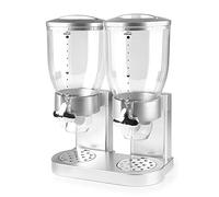 Lacor - 62597 - Dispensador de Cereales, Frutos Secos, Pasta y Caramelos, Doble Contenedor, Dos Recipientes de 3.5 L, Sistema Giratorio, Libre de BPA, 33x20x42 cm, Gris