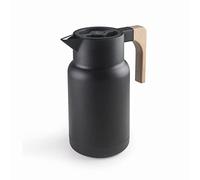 Lacor - 62598 - Jarra Termo WOOD BLACK, Termo para Líquidos, Mantiene el Frío y Calor, Polipropileno, Doble pared con capa de vidrio en el interior, Tapa Aislante, Capacidad: 1 L, Negro