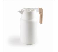 Lacor - 62599 - Jarra Termo WOOD WHITE, Termo para Líquidos, Mantiene el Frío y Calor, Polipropileno, Doble pared con capa de vidrio en el interior, Tapa Aislante, Capacidad: 1 L, Blanco