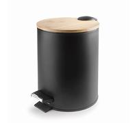 Lacor 63335 - Papelera de Pedal Nature Black, Cubo de Basura, Sistema