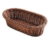 LACOR 63882 - Cesta De Pan Oval 28x16x8 cm, Polipropileno Tipo Mimbre, Apilable y Apta Lavavajillas, Marron Oscuro