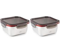 LACOR - 64614 - Recipiente para alimentos cuadrado Ecoinox, Acero inoxidable 18/10, 1500 ml, Apto para microondas, horno, congelador y lavavajillas, Hermético, 4 Cierres de clip, BPA Free