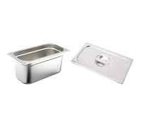 LACOR 66315Z - Cubeta 176x325x150mm (GN 1/3) Inox & 66903DZ - Tapa Encastrada para Cubeta GN1/3 Con Asa Inox18/10