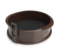 Lacor - 66775 - Molde Desmontable Redondo, de reposteria, de Silicona alimentaria antiadherente, Cierre seguro, Ideal para Pasteles y Tartas, Base de cristal, 25 x 7,5cm, Marrón
