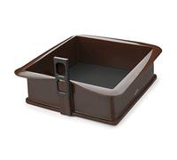 Lacor - 66777 - Molde Desmontable Cuadrado de Silicona, Molde de reposteria, Silicona alimentaria antiadherente, Cierre seguro, Ideal para Pasteles y Tartas, Base de cristal, Marrón, 25 x 25 x 7.5 cm