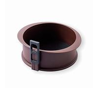 Lacor - Molde Redondo Desmontable fabricado en 100% Silicona Alimentaria Antiadherente con Base de Cristal, Cierre Seguro, Ideal para Pasteles y Tartas, Ø 20x7.5 cm, Marrón