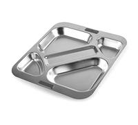 LACOR - 66957Z - Bandeja Autoservicio, Bandeja para Comedor, 4 Compartimentos + Espacio para Cubiertos, Apilable, Acero Inoxidable, 32.5 x 37.5 cm