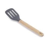 LACOR 68186 Espátula Perforada Silicona Unite, Paleta Profesional, Mango de Madera de Haya, No Daña la Sartén, Resistente a Altas Temperaturas, Libre de BPA, 34x7.5x10.5 cm, Gris