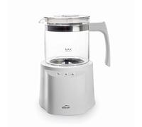 Lacor - 69398 - Espumador de Leche 3 en 1 con Recipiente, Base de Acero Inoxidable, Tapa hermética y Mango ergonómico, Libre de BPA, 250 ml, Blanco, Cristal