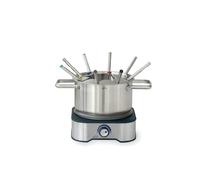 Lacor - 69399 - Fondue Eléctrica, Fundir Queso y Chocolate, con 8 Tenedores, Olla Desmontable, Fondo Termodifusor, Termostato Regulable, Acero Inoxidable, 1500W