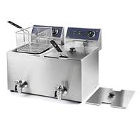 LACOR 69469 69468-Freidora eléctrica Doble con Grifo Profesional 3250 W (x2), 16 L, Acero Inoxidable