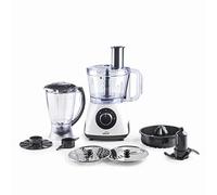 Lacor - 69579 - Procesador de alimentos MultiGenius 100% libre BPA, Múltiples funciones, Velocidad variable, 8 accesorios de alto rendimiento, Anclaje de seguridad, Apto para lavavajillas, Blanco