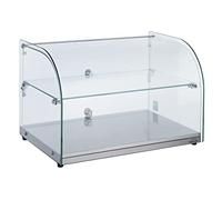 LACOR 69601 Neutra de Cristal, Expositor de Alimentos, Panera, Vitrina para Pasteles, Base de Acero Inoxidable, 55,4x37,6x37 cm, 45L, Transparente