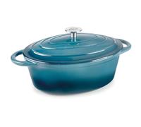 LACOR - 71709 - Cacerola Hierro Fundido Esmaltado, 3,5 Litros, 29 x 21 cm, Oval, Ocean, Cocción Uniforme y Duradera, Apta para Inducción, Horno y Lavavajillas