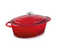 LACOR - 71739 - Cacerola Hierro Fundido Esmaltado, 3,5 Litros, 29 x 21 cm, Oval, Red, Cocción Uniforme y Duradera, Apta para Inducción, Horno y Lavavajillas