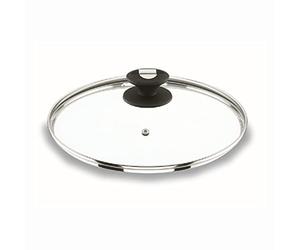 LACOR 71926 - Tapa De Cristal con Desvaporizador De 26 cm- Transparente | En cristal templado, conserva el calor y evita salpicaduras; ideal para cocina profesional y uso diario en casa