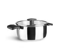 Lacor - 80022 - Cacerola con Tapa Caliza, Acero Inoxidable 18/10, Asas Termoaislantes, Fondo Difusor, Compatible Inducción, ø22 cm, 3 Litros