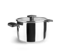 Lacor - 80128 - Olla con Tapa Caliza, Acero Inoxidable 18/10, Triple Fondo Difusor, Apta para Inducción y Lavavajillas, ø28cm, 10 Litros