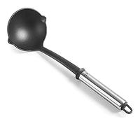 LACOR Cacillo Nylon Due, Cucharón para Servir, Utensilio Cocina, Mango en Acero Inoxidable, Libre de BPA, Capacidad de 100 ml, Largo: 36.5 cm, Ø10, Negro, Naylon
