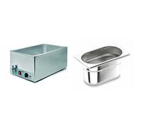Lacor GN 69036 - Baño María Eléctrico, 1/1, 230 V, Gris GN 66302-2 Cubetas 1/3, 176 x 325 x 20 mm, Inoxidable 18/10