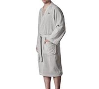 Lacoste - Albornoz de baño clásico de piqué de 100% algodón, unisex, talla única, gris (Micro Chip Grey)